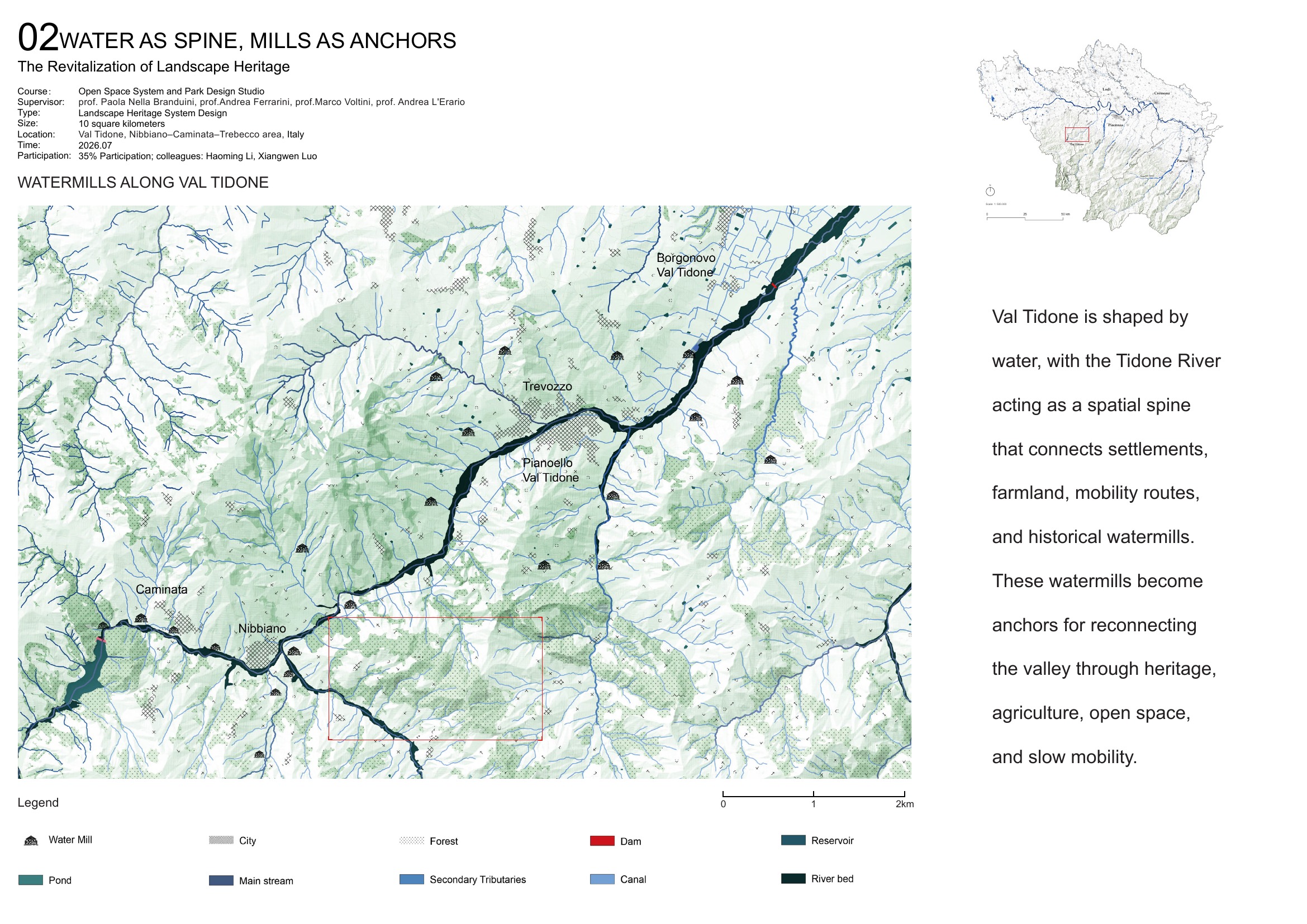 Water as Spine, Mills as Anchors — opening project board
